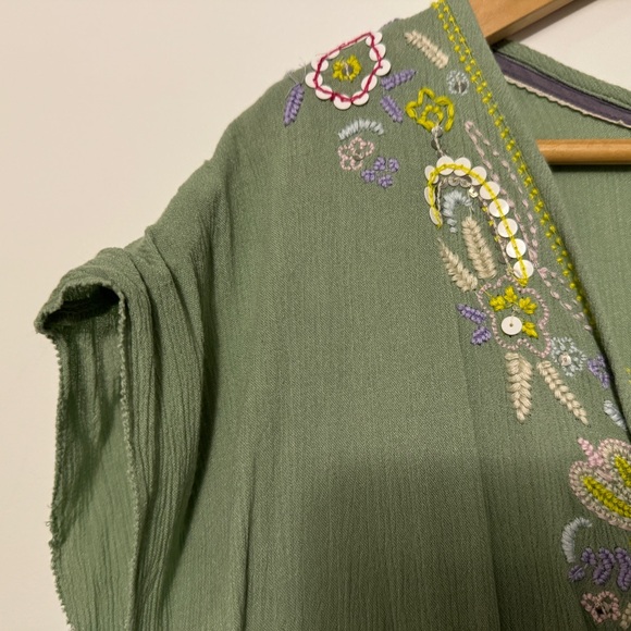 Anthropologie Floreat Gauze Embroidered Floral Top with Tassel - Picture 7 of 9